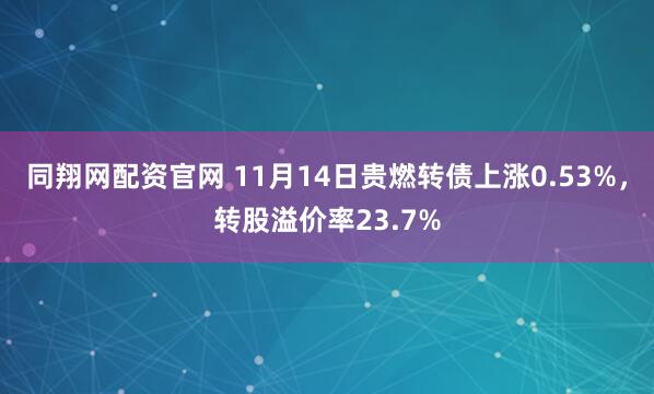 同翔网配资官网 11月14日贵燃转债上涨0.53%,转股溢价率23.7%