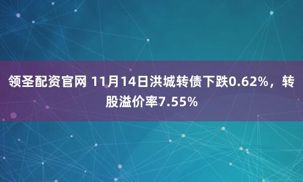 领圣配资官网 11月14日洪城转债下跌0.62%,转股溢价率7.55%
